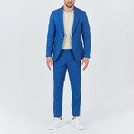 2-Piece Sharkskin Slim Fit Notch Collar Two Button Suit // Blue (Euro: 50)