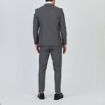 3-Piece Striped Slim Fit Notch Collar Two Button Suit // Gray (Euro: 46)