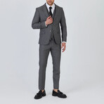 3-Piece Striped Slim Fit Notch Collar Two Button Suit // Gray (Euro: 46)