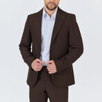 2-Piece Sharkskin Slim Fit Notch Collar Two Button Suit // Brown (Euro: 58)