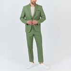 2-Piece Sharkskin Slim Fit Notch Collar Two Button Suit // Green (Euro: 46)