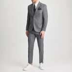 3-Piece Sharkskin Slim Fit Mono Collar Two Button Suit // Gray (Euro: 56)