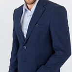 2-Piece Sharkskin Slim Fit Notch Collar Two Button Suit // Navy Blue (Euro: 54)