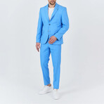 2-Piece Sharkskin Slim Fit Notch Collar Two Button Suit // Light Blue (Euro: 54)