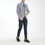 3-Piece Nailshead Slim Fit Mono Collar Two Button Suit // Navy Blue + White (Euro: 52)