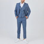 3-Piece Striped Slim Fit Notch Collar Two Button Suit // Light Blue (Euro: 54)