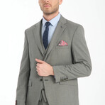 3-Piece Sharkskin Slim Fit Mono Collar Two Button Suit // Green Gray (Euro: 54)