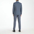 2-Piece Sharkskin Slim Fit Double Breaded Pointed Collar Suit // Gray Blue (Euro: 54)