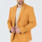 2-Piece Sharkskin Slim Fit Notch Collar Two Button Suit // Yellow (Euro: 48)