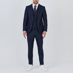 3-Piece Striped Slim Fit Notch Collar Two Button Suit // Navy Blue (Euro: 58)