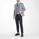 3-Piece Nailshead Slim Fit Mono Collar Two Button Suit // Navy Blue + White (Euro: 52)