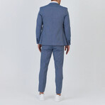 3-Piece Striped Slim Fit Notch Collar Two Button Suit // Light Blue (Euro: 54)