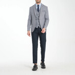 3-Piece Nailshead Slim Fit Mono Collar Two Button Suit // Navy Blue + White (Euro: 52)