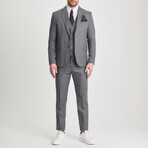 3-Piece Sharkskin Slim Fit Mono Collar Two Button Suit // Gray (Euro: 56)