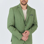 2-Piece Sharkskin Slim Fit Notch Collar Two Button Suit // Green (Euro: 46)