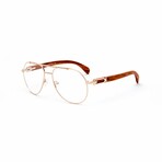 Men's // Aviator Optical Wood Frame Glasses // Silver + Brown Cherry