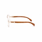 Men's // Aviator Optical Wood Frame Glasses // Silver + Brown Cherry