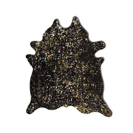 Natural Scotland Cowhide Rug // 5' X 7' (Black + Gold)