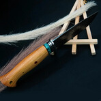 10" Olive Wood And Turquoise Handle // Damascus Knife