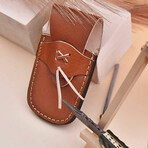 6.5" Handmade Grooved Green Wood Handle // Damascus Pocket Knife