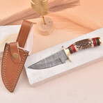 8" Handmade Stag Horn Handle // Damascus Steel Hunting Knife