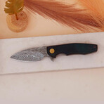 6.5" Green Micarta Handle // Ball Bearing Fast Opening // Damascus Pocket Knife