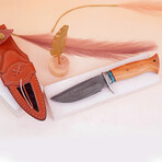 10" Olive Wood And Turquoise Handle // Damascus Knife