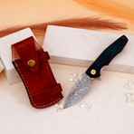 6.5" Green Micarta Handle // Ball Bearing Fast Opening // Damascus Pocket Knife
