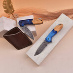 6.5" Handmade Sea Shore Themed Handle // Damascus Pocket Knife