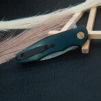 6.5" Green Micarta Handle // Ball Bearing Fast Opening // Damascus Pocket Knife