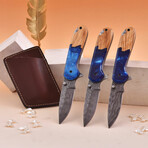 6.5" Handmade Sea Shore Themed Handle // Damascus Pocket Knife