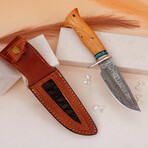 10" Olive Wood And Turquoise Handle // Damascus Knife