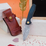 6.5" Green Micarta Handle // Ball Bearing Fast Opening // Damascus Pocket Knife