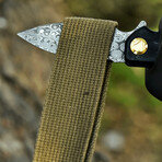 6.5" Black Wood Handle // Ball Bearing Fast Opening // Damascus Pocket Knife