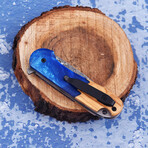 6.5" Handmade Sea Shore Themed Handle // Damascus Pocket Knife