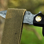 6.5" Walnut Wood Handle // Ball Bearing Fast Opening // Damascus Pocket Knife