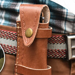 6.5" Blue Wood Handle // Ball Bearing Fast Opening // Damascus Pocket Knife