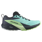 Salomon // Women's // Sense Ride 5 GTX Trail Running Shoe // Blue Radiance + Green Ash + India Ink (6)