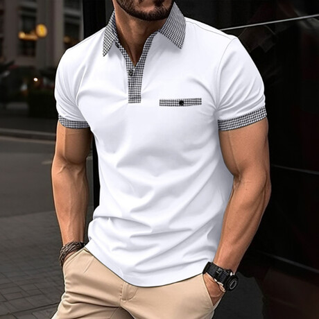 Contrast Detailing Short Sleeve Polo // White (XS)