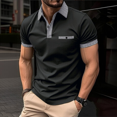 Contrast Detailing Short Sleeve Polo // Black (XS)