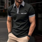 Contrast Detailing Short Sleeve Polo // Black (XL)