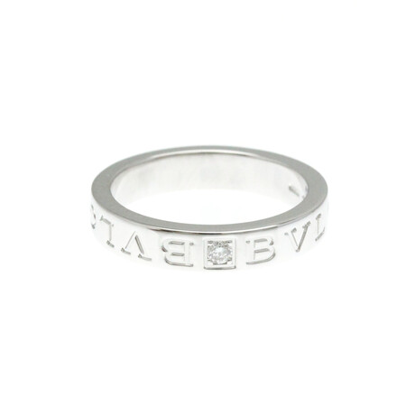 Bulgari // 18k White Gold Double Logo Diamond Ring // Ring Size: 7.25 // Store Display
