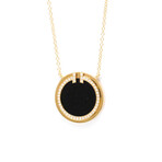 Tiffany & Co. // 18k Rose Gold T-T TWO Circle Diamond + Onyx Pendant Necklace // 15.74"-17.71" // Store Display