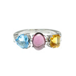 Bulgari // 18k White Gold Allegra Diamond + Amethyst + Citrine + Topaz Ring // Ring Size: 6.5 // Store Display