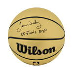 James Worthy // Signed Wilson Gold NBA Basketball w/88 Finals MVP