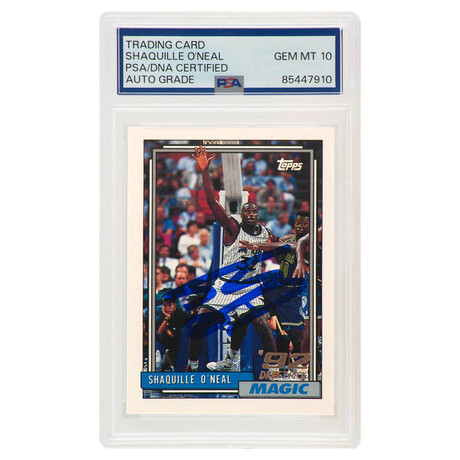Shaquille O'Neal // Signed Magic 1992-93 Topps RC #362 // Auto Grade 10