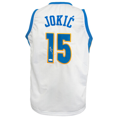 Nikola Jokic // Signed White 'The Joker' Custom Basketball Jersey