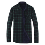 Tartan Long Sleeve Button-Up // Dark Green (S)