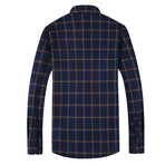 Windopane Long Sleeve Button-Up // Navy Blue (S)