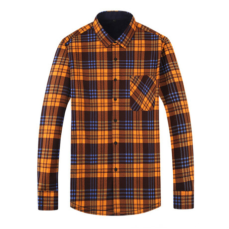 Tartan Long Sleeve Button-Up // Yellow (XS)